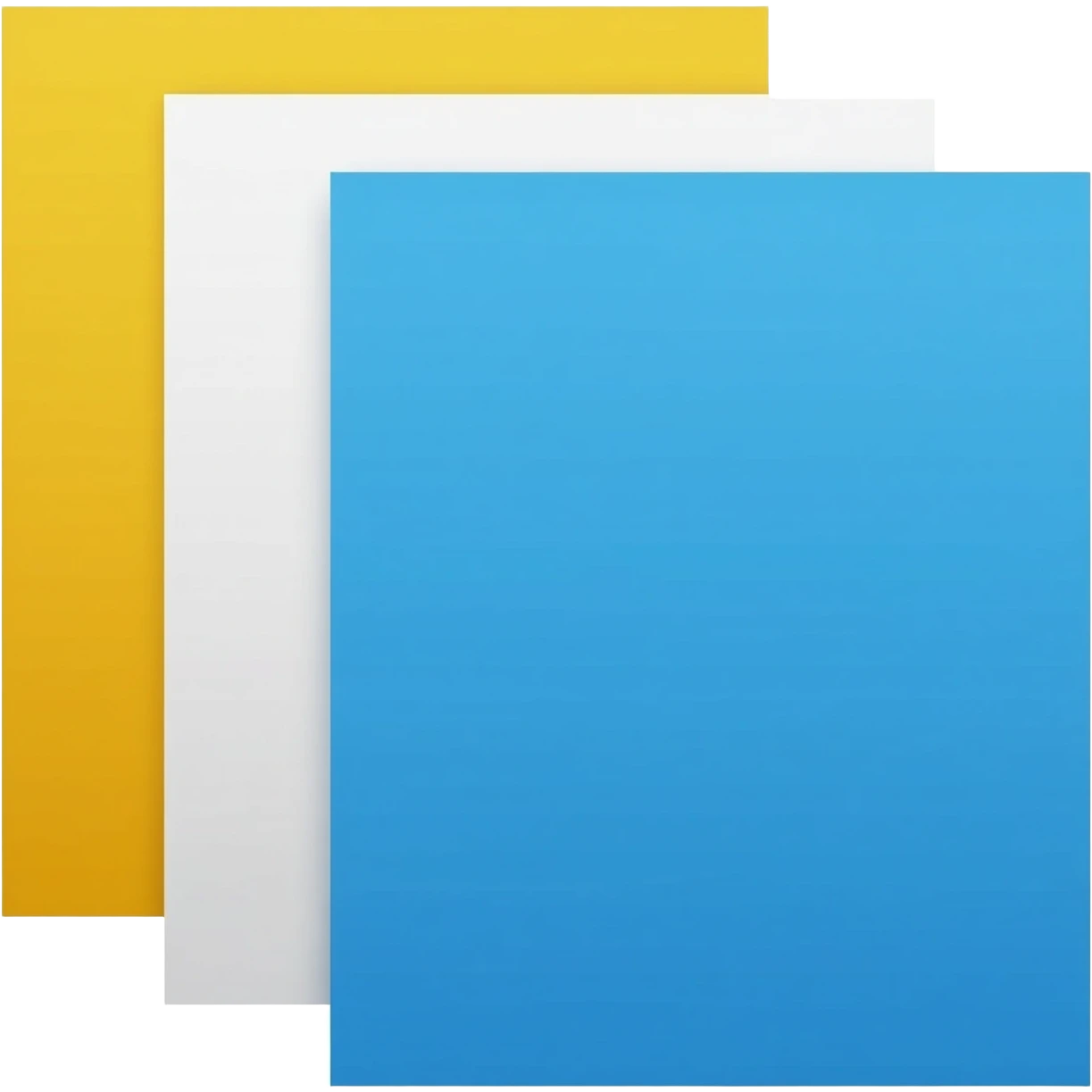 3 papers, yellow, white and blue emoji