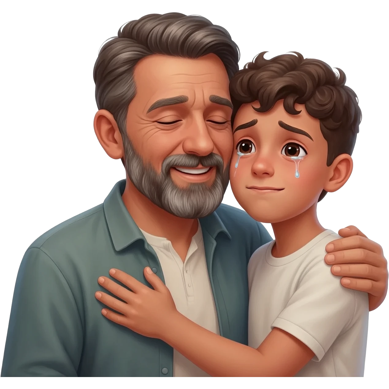 нарисуй как отец обнимет с любовью и слезами  сына возростом 20-24  года ,  времена древнего иерусалима emoji