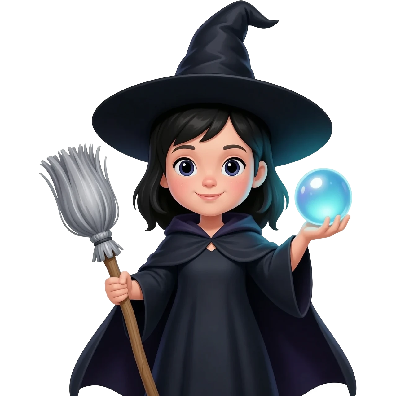 BRUJITA CON LA ESCOBA Y UNA BOLA DE CRISTAL emoji