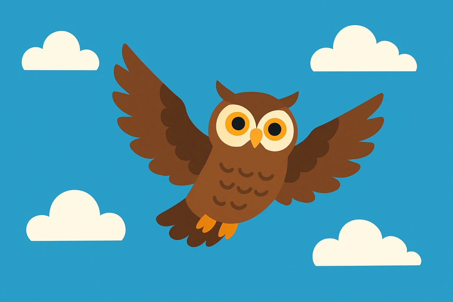 Flat design style owl in the sky emoji