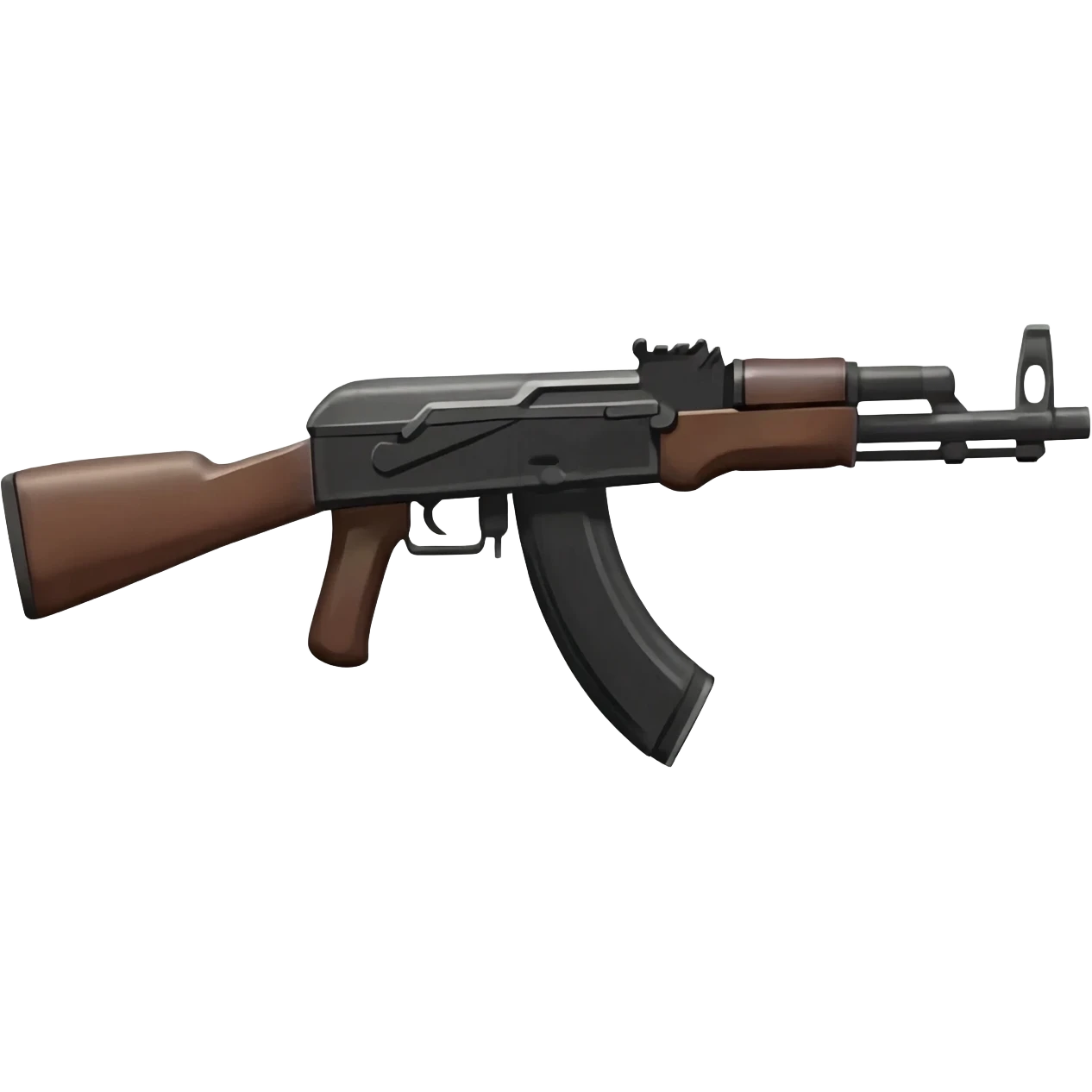 Emoji of a Kalash or Akm 47 assault rifle on a white background if it existed . emoji