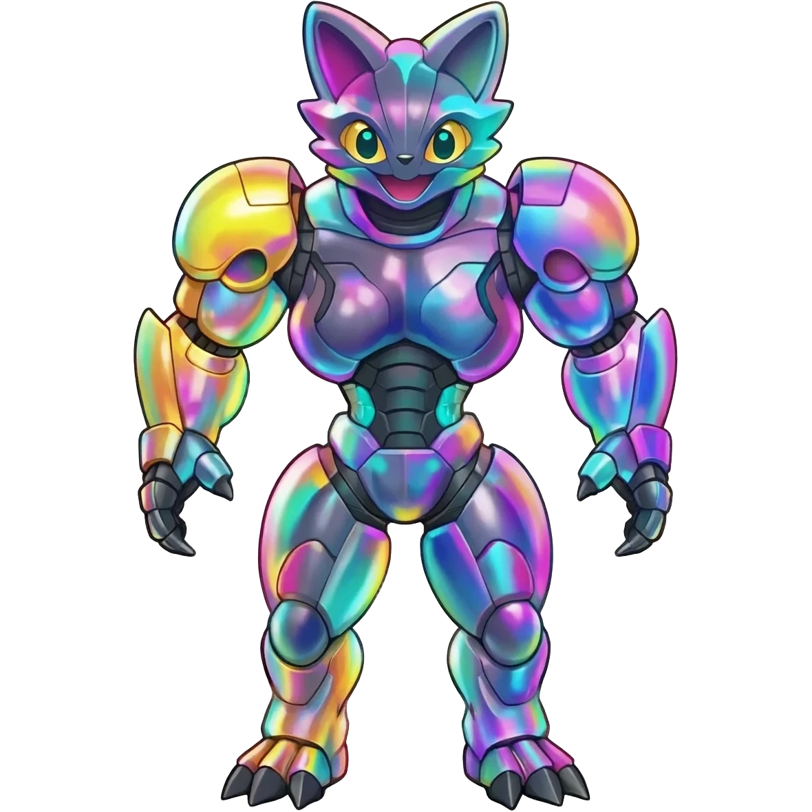 Shiny Colorful Futuristic Cyber-Vernid-Trico-Meloetta-Latias-Koraidon-Peppercat-Protogen-Pokémon-Digimon-Fakémon-fusion-hybrid-creature emoji