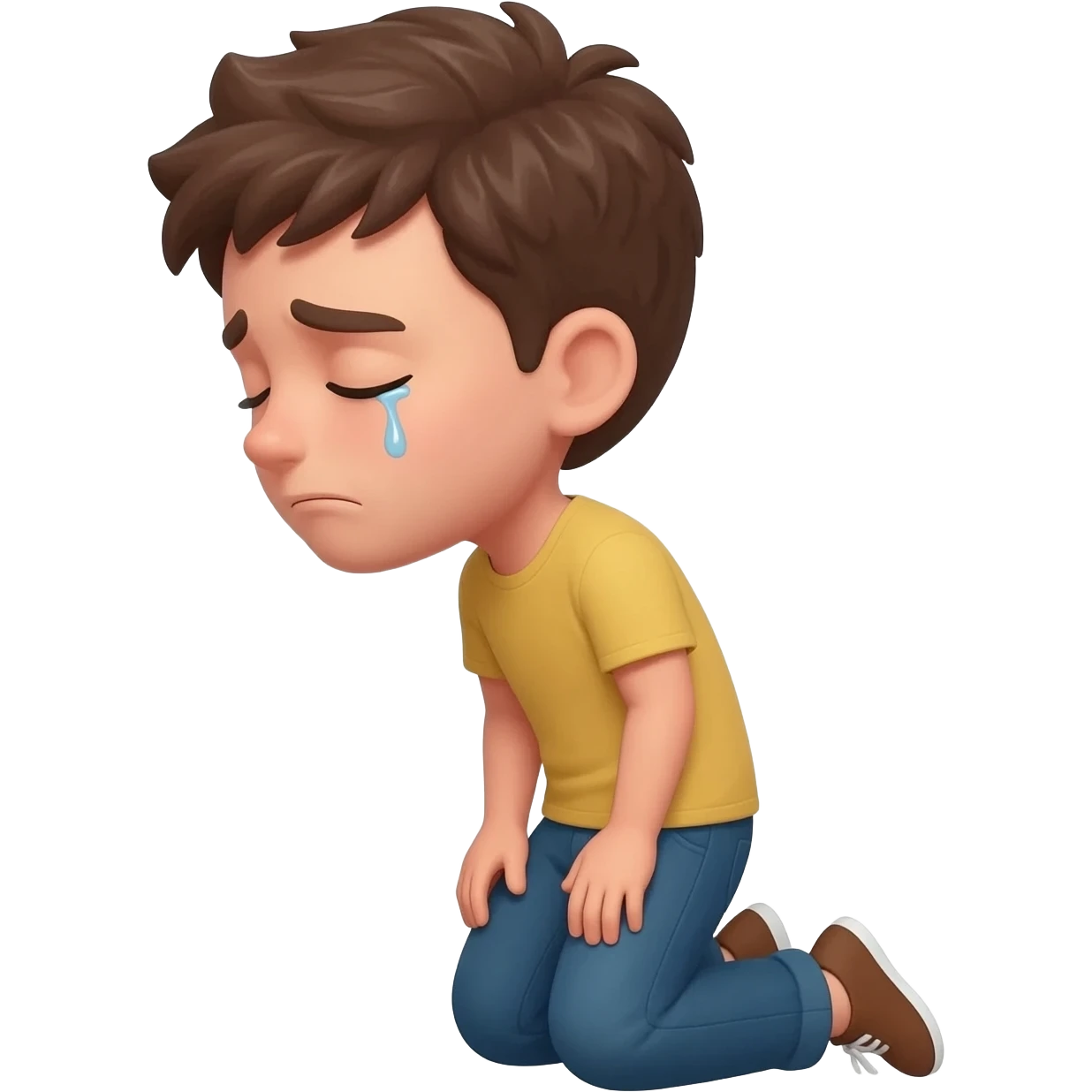 нарисуй моялящегося парня на коленях с  закрытыми шлазами  парню   20 - 25 лет с боку  emoji