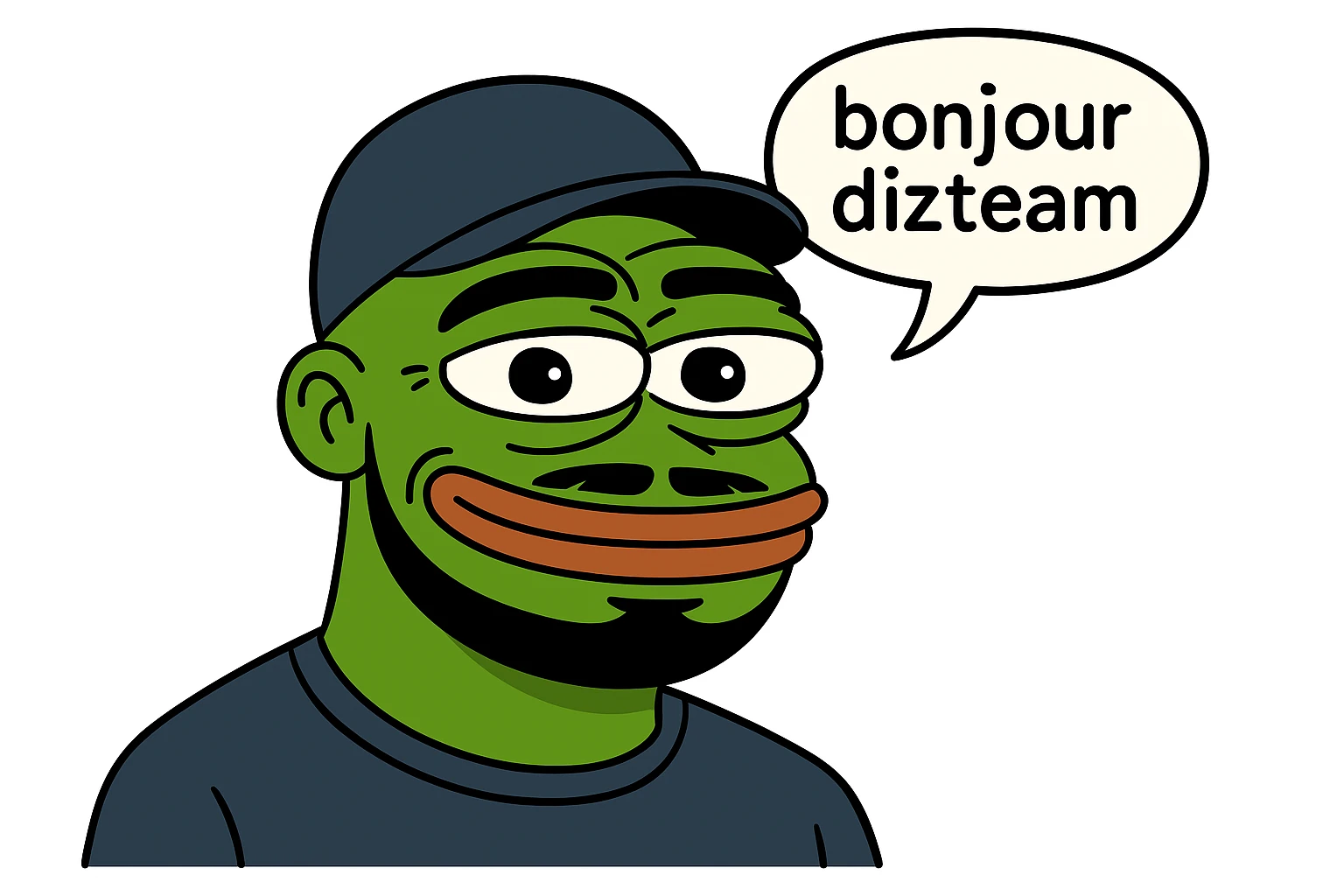 mister v ( youtubers humoriste francais )  qui dit " bonjour dizteam ( avec une bulle de bd )  emoji