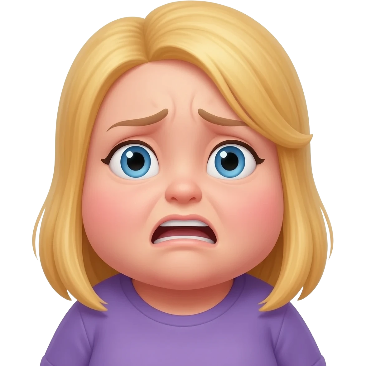 Chubby girl in frustration with blonde hair and blue eyes emoji