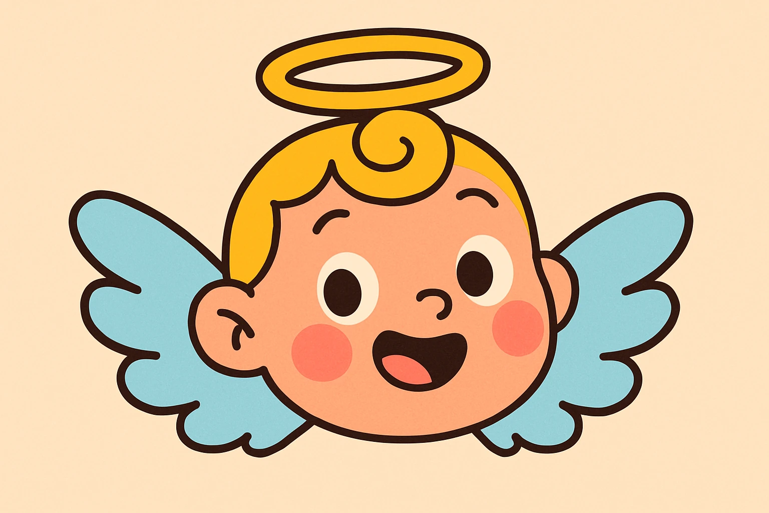 baby angel face with wings and halo, pastel colors emoji