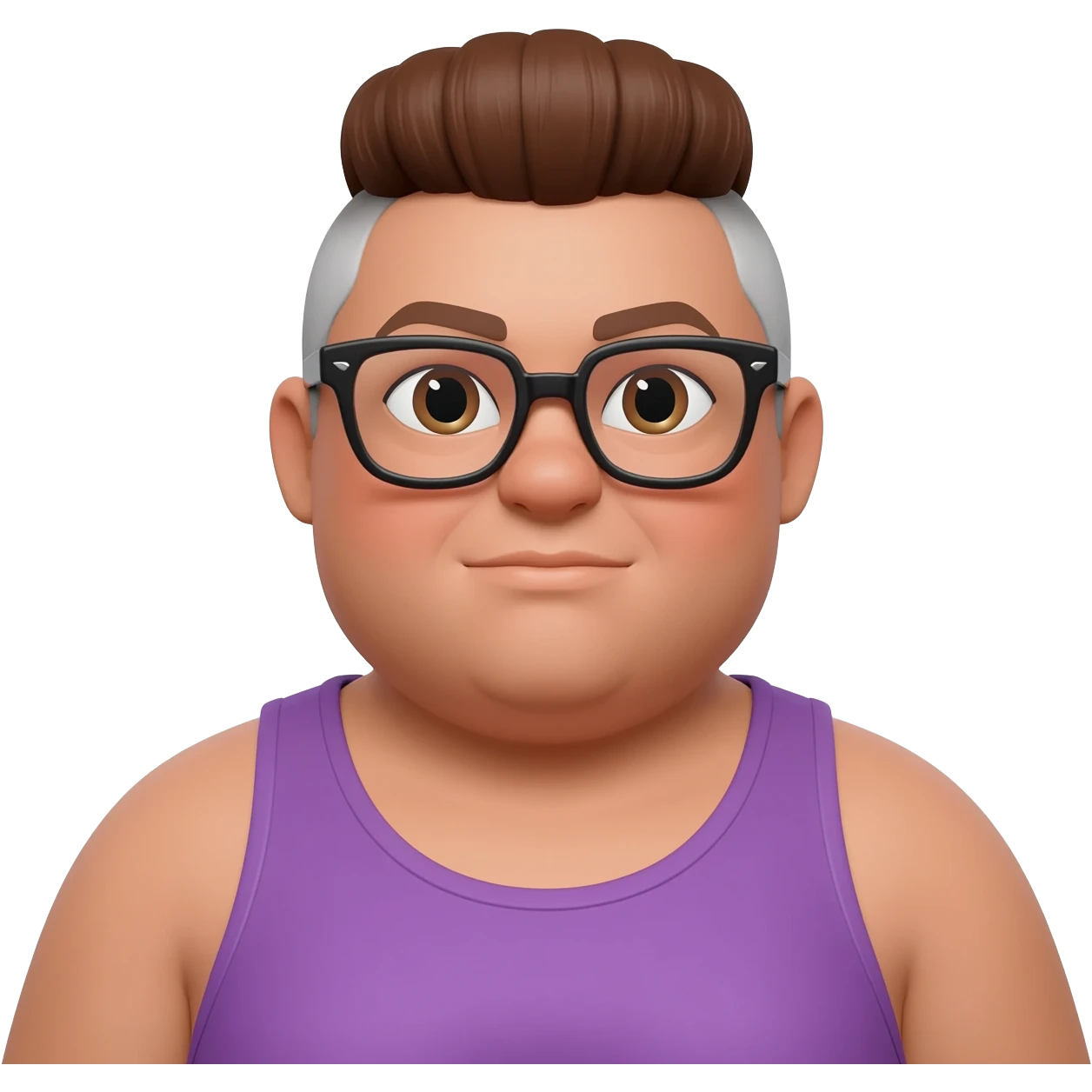 fat queer gender expansive lightskinned person with short brown and silver mullet and bold glasses emoji