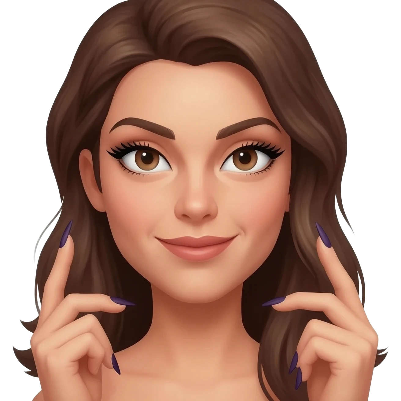 Baddie emoji clock it with French tip nails and lashes emoji