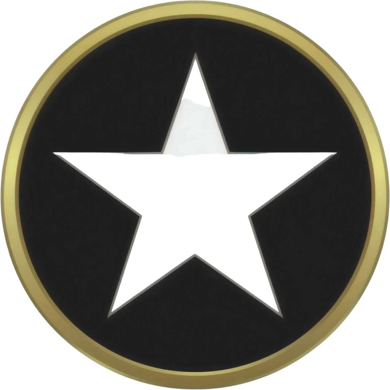Un étoile blanche, dans un cercle noir aux bords dorés emoji