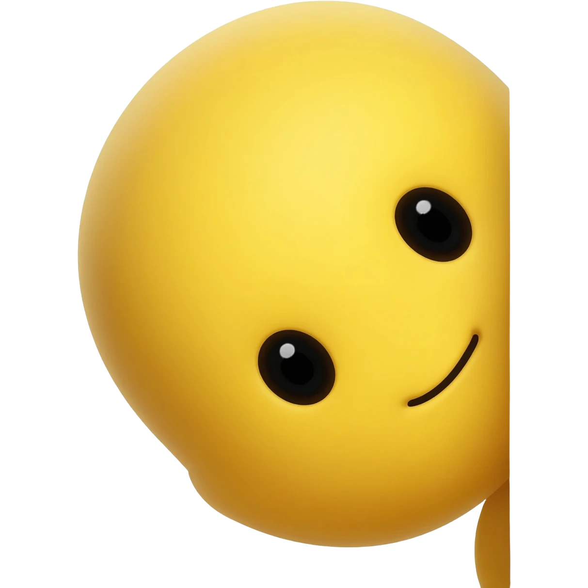 Yellow emoji face with Innocent eyes while hiding behind a pole and peeking its head out emoji