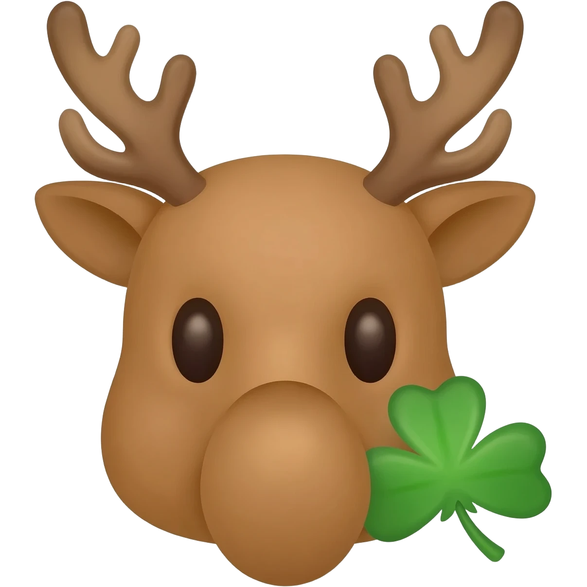 Elchkopf glücklich mit einem Kleeblatt an der Seite emoji