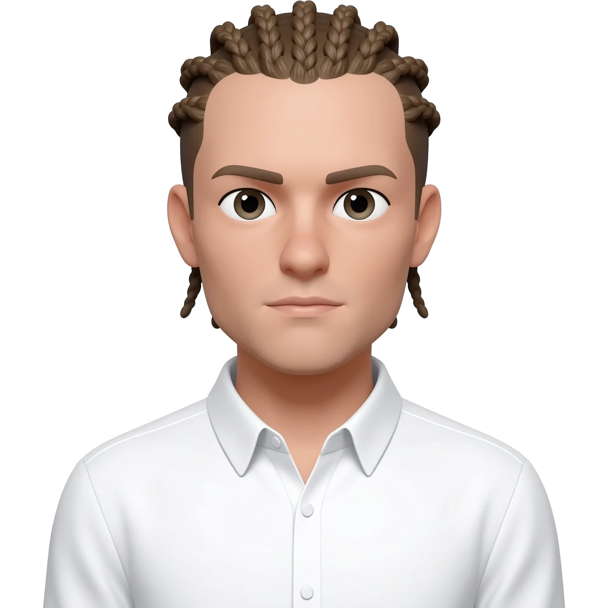 white male with no mustache conrow braids emoji