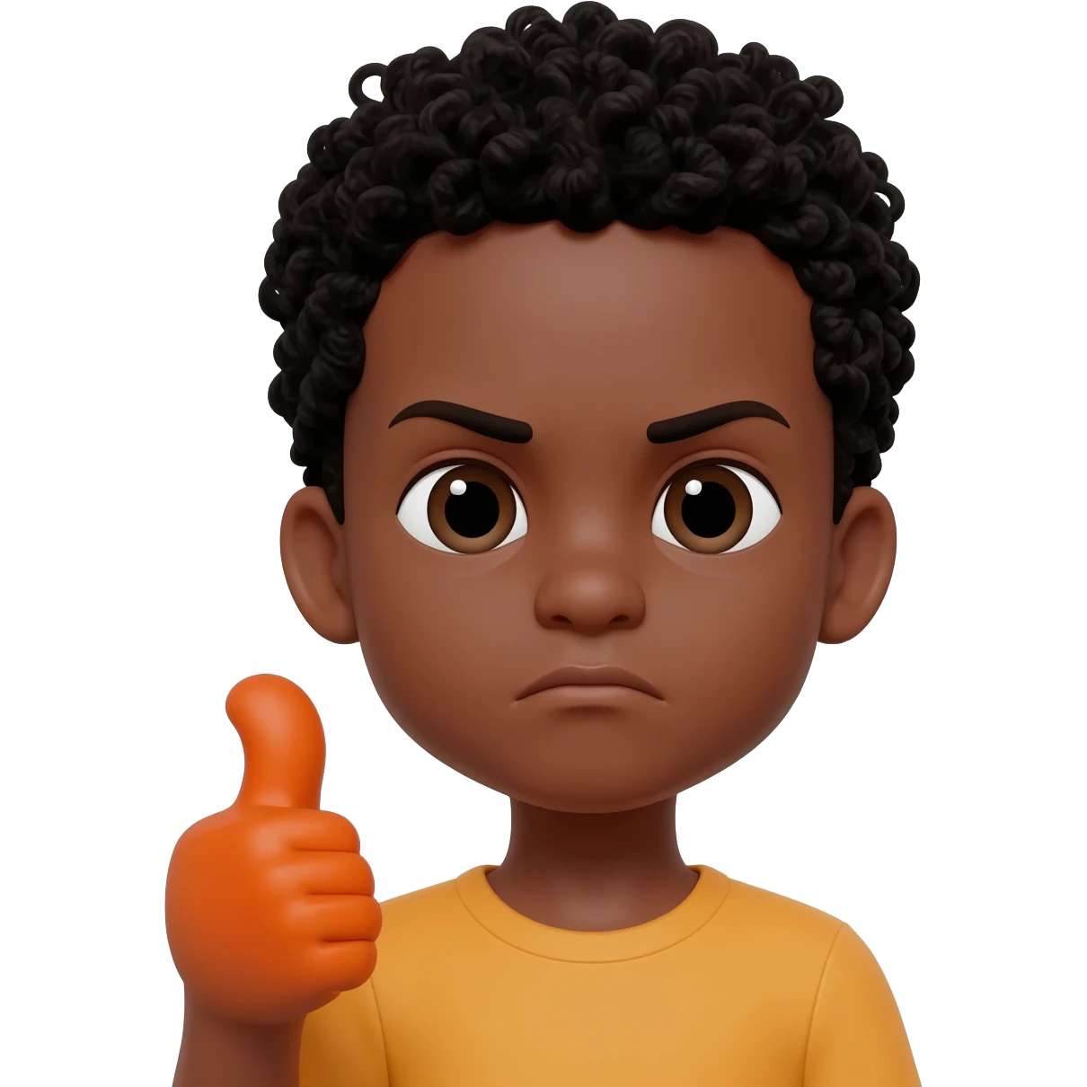 black boy curly hair orange thumbs down not happy emoji