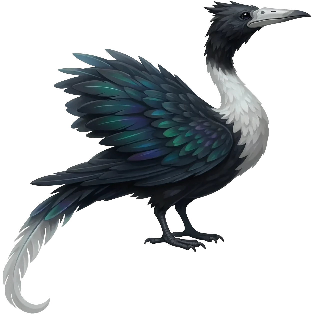 Swan-Raven-hybrid-animal-creature full body emoji