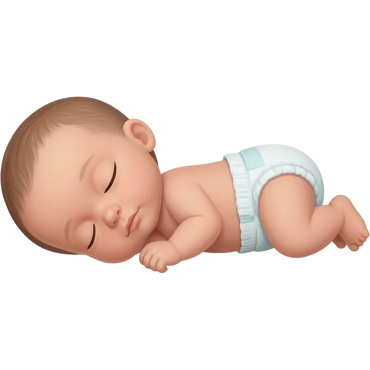 sleeping baby on its BACK in diaper - side view emoji