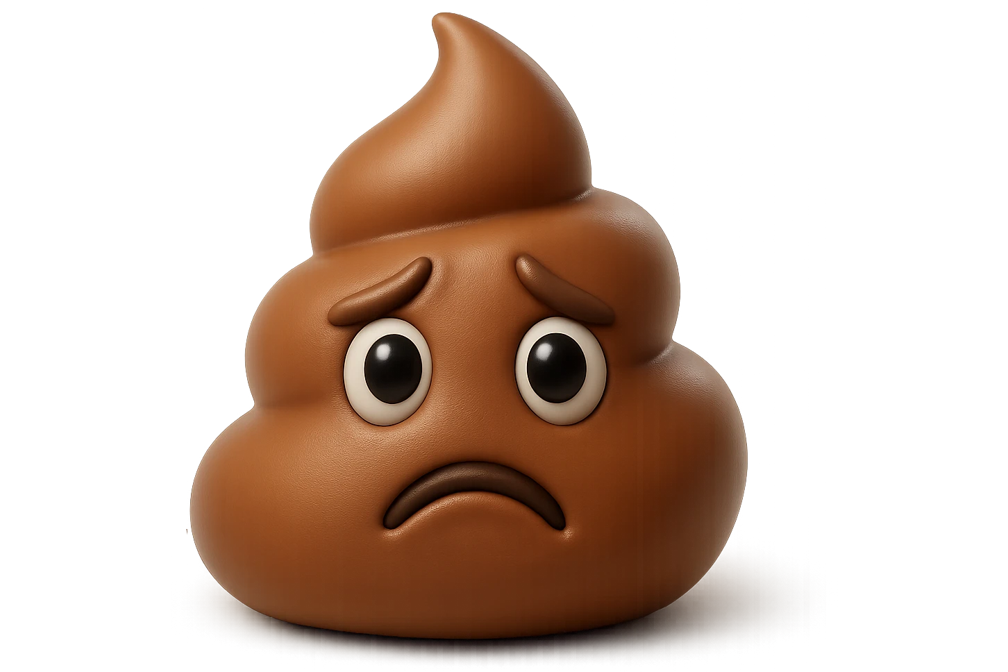 emoji stile iphone 3d di una cacca con espressione triste, iperrealistiche 4k emoji