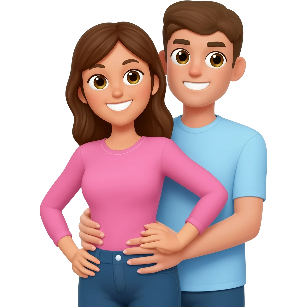 Guy standing behind her holding her hips emoji