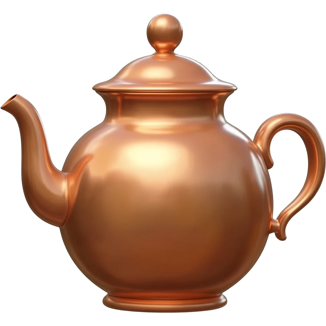 A beautiful shiny hyperrealistic mirco-detailed classic copper tea pot, 8k  isolated, 3D rendering 8k, 600 dpi. No emoji icons no emoji faces no human figures  emoji