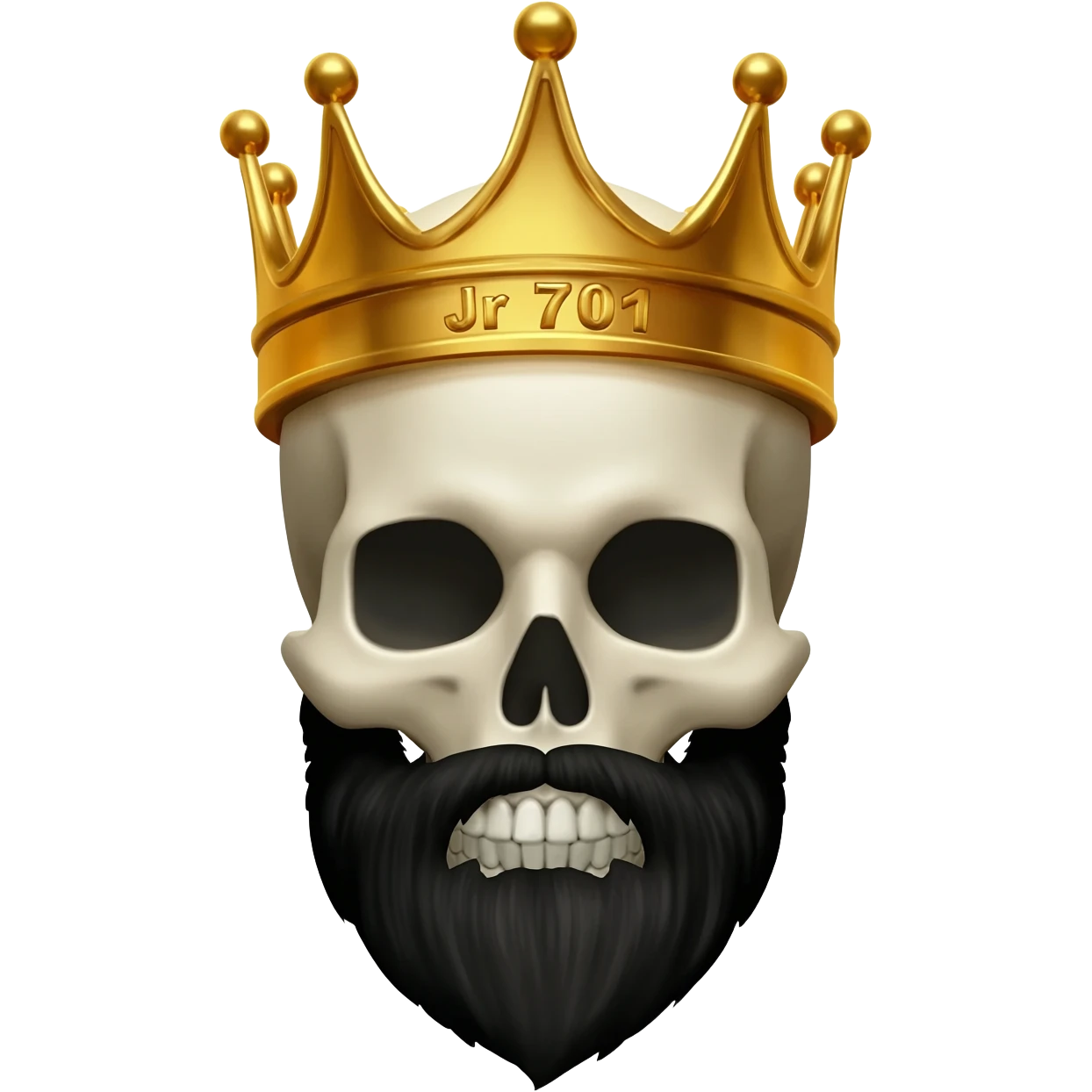 crea una calavera con una corona y barba negra. En la  corona que diga: Jr 701 emoji