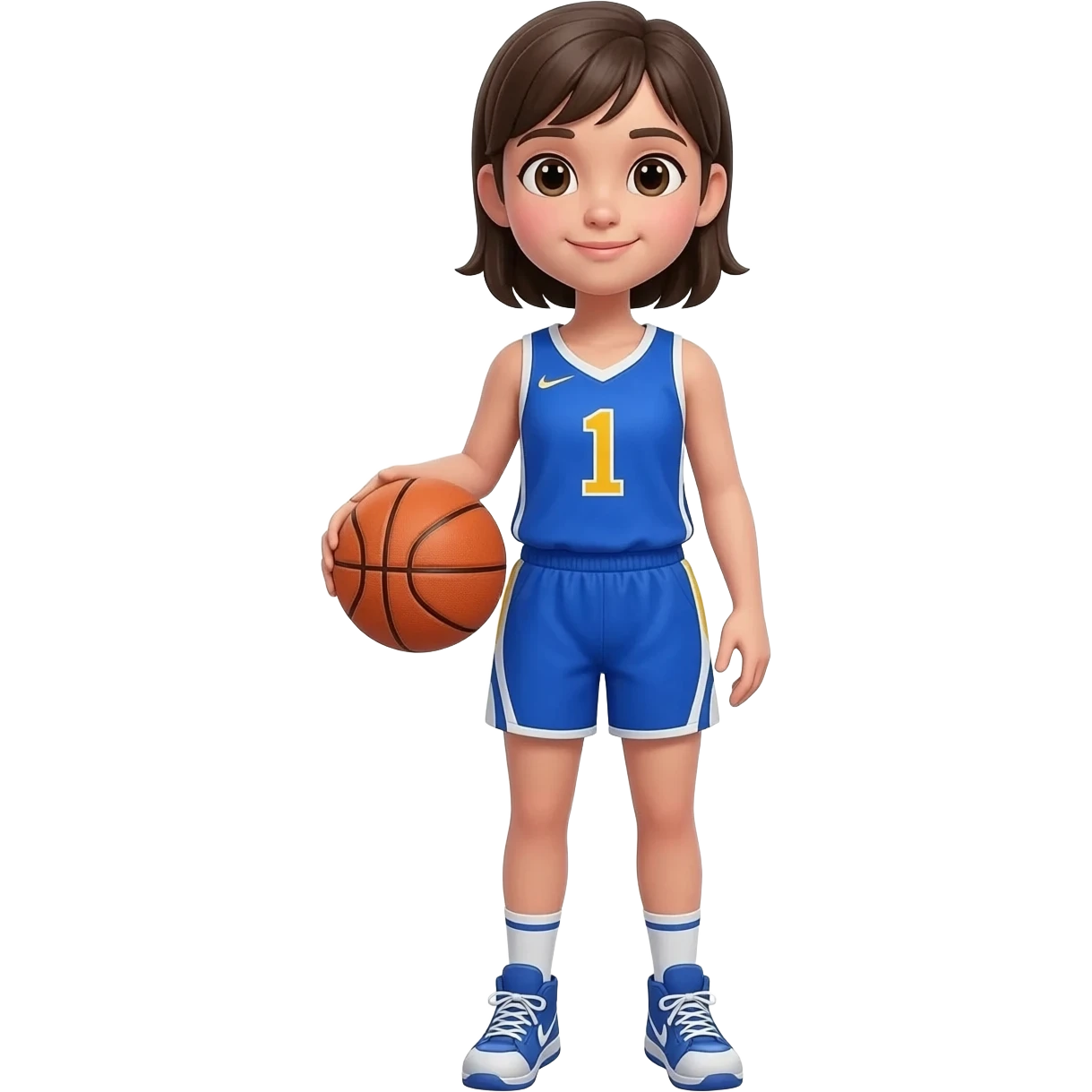 full body girl with basketball #1 blue jersey emoji