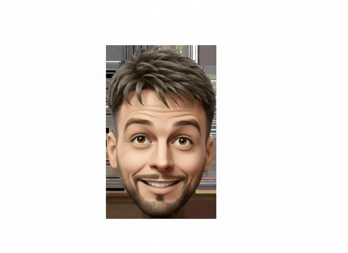 нарисуй лицо человека во вложении с такой же эмоцией, как у человека с лампочкой, без фона emoji