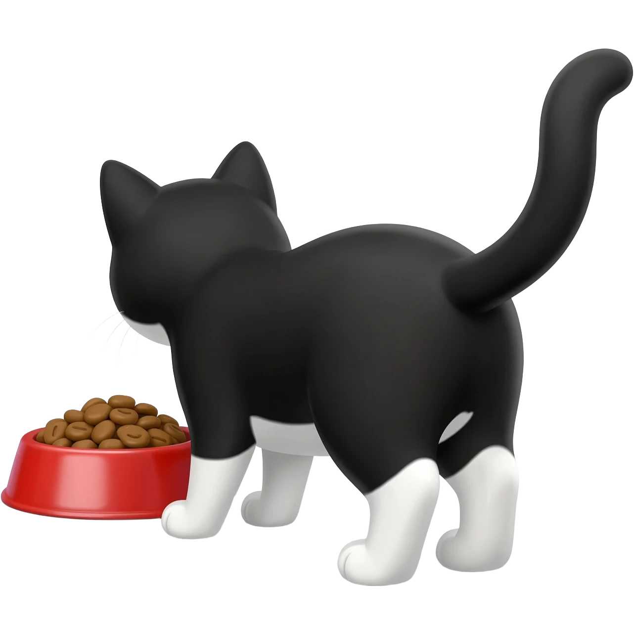 The black and white cat turned away from the food bowl emoji
