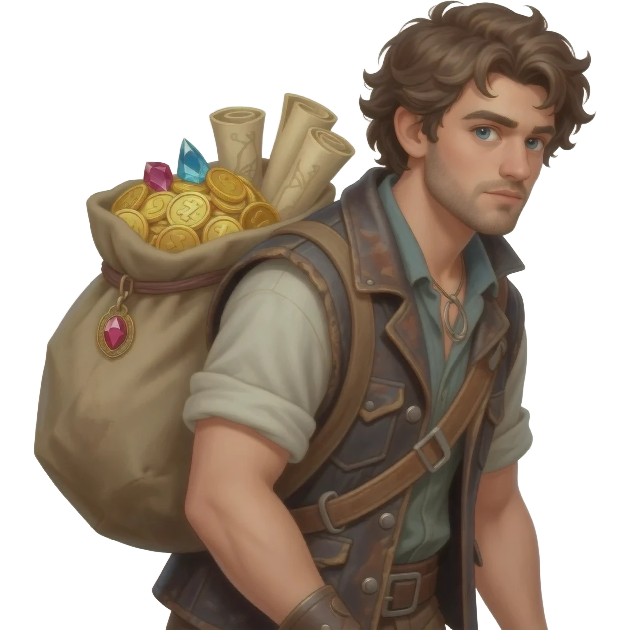  парень несет мешок с драгоценносями за спиной emoji