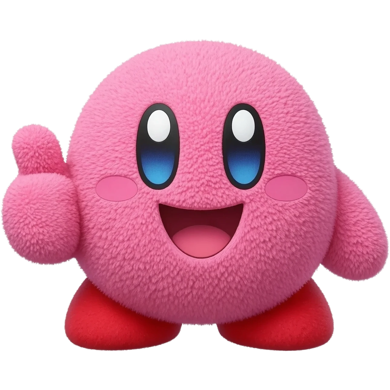 super duper happy excited plush like kirby goving a thumbs up emoji