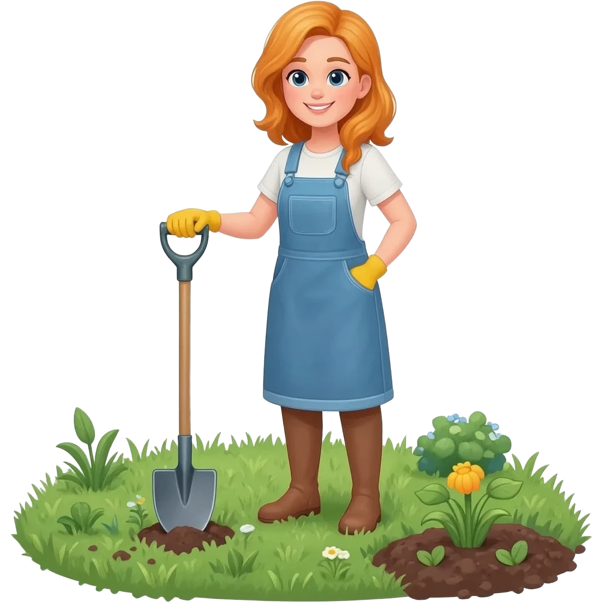 3d hyper realistic reddish blond woman gardening emoji