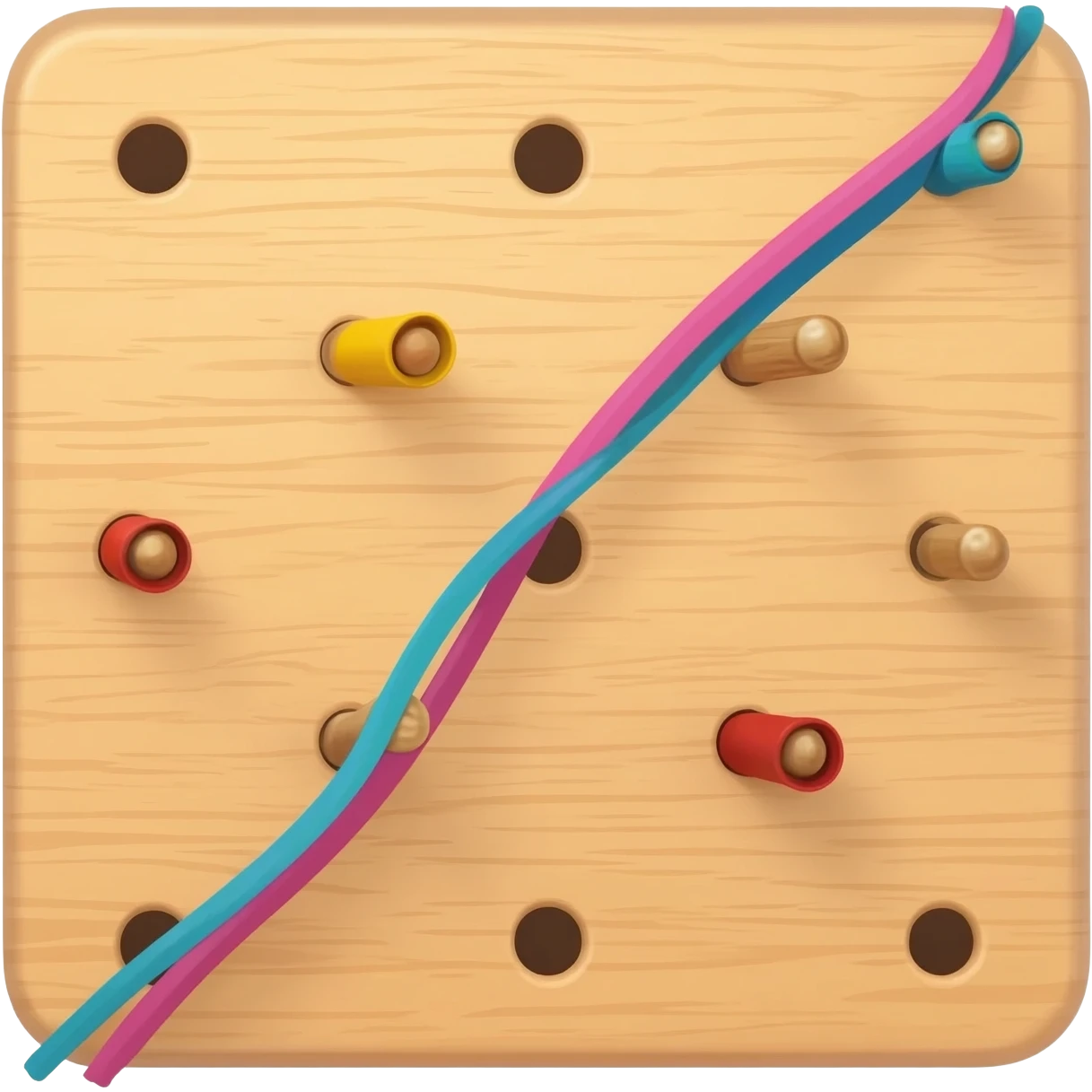 kids pegboard with colorful rubber band emoji