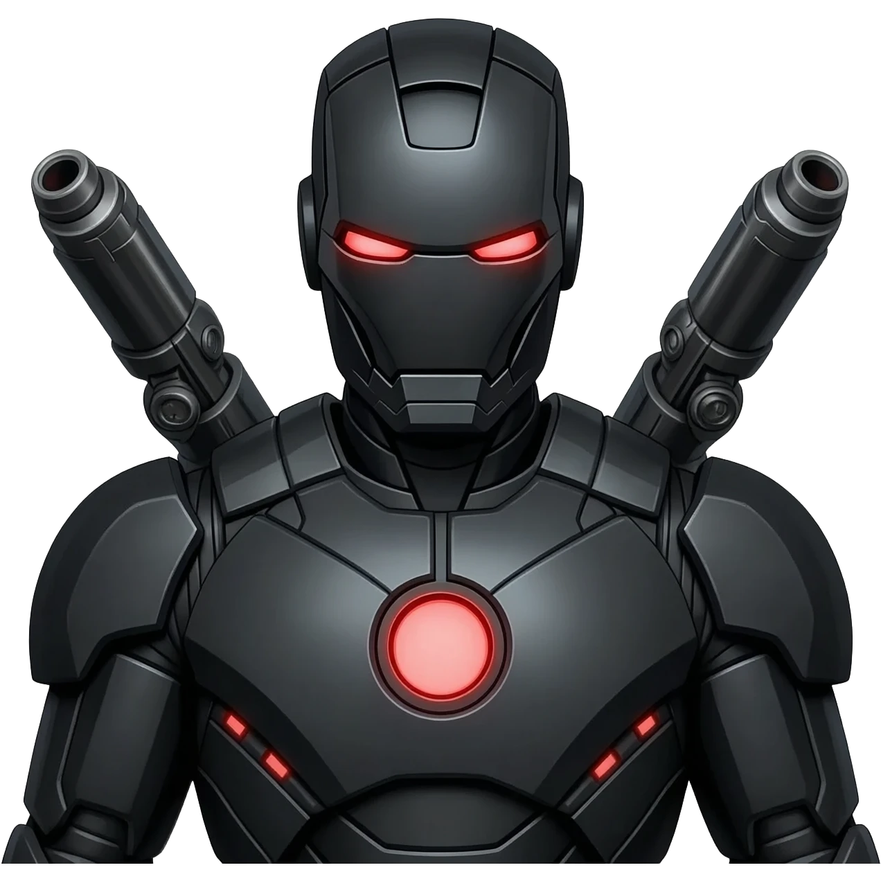 Iron Man version ultra réaliste en noir, uniquement avec des canons, version Ironman sur ses épaules emoji