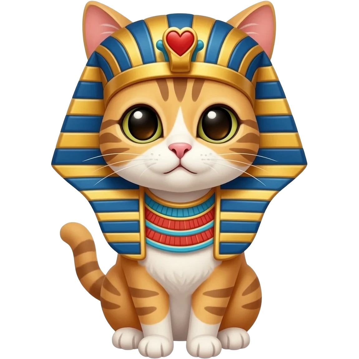 Un chat déguisé en pharaon avec des cœurs dans les yeux emoji