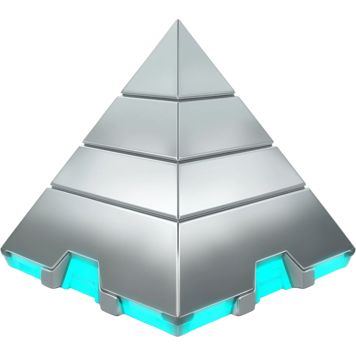 White metallic and cyan-glowing, futuristic pyramid  emoji