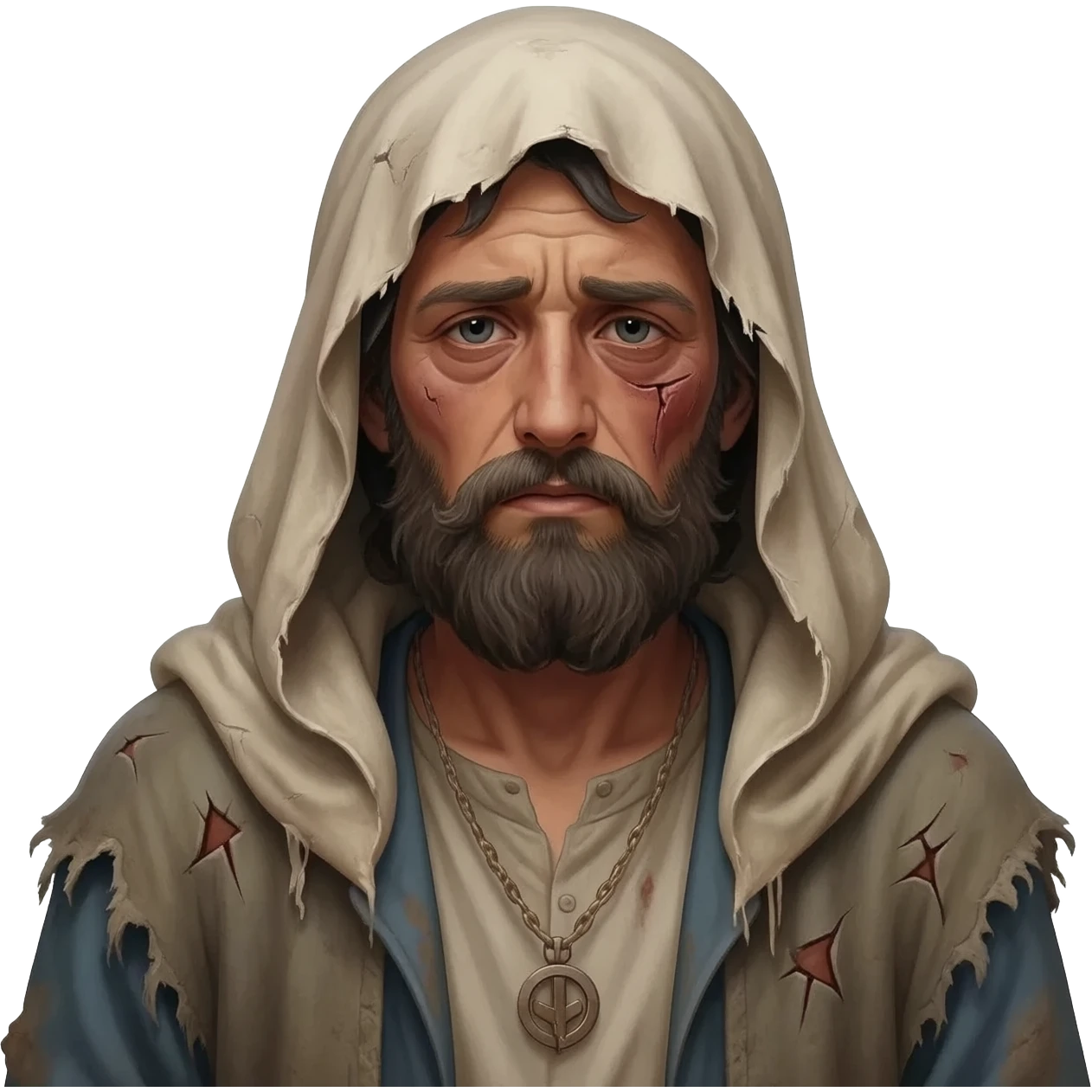 парень грустный без денег бендый в рваной одежде растроенный ,  времена древнего иерумалима  emoji