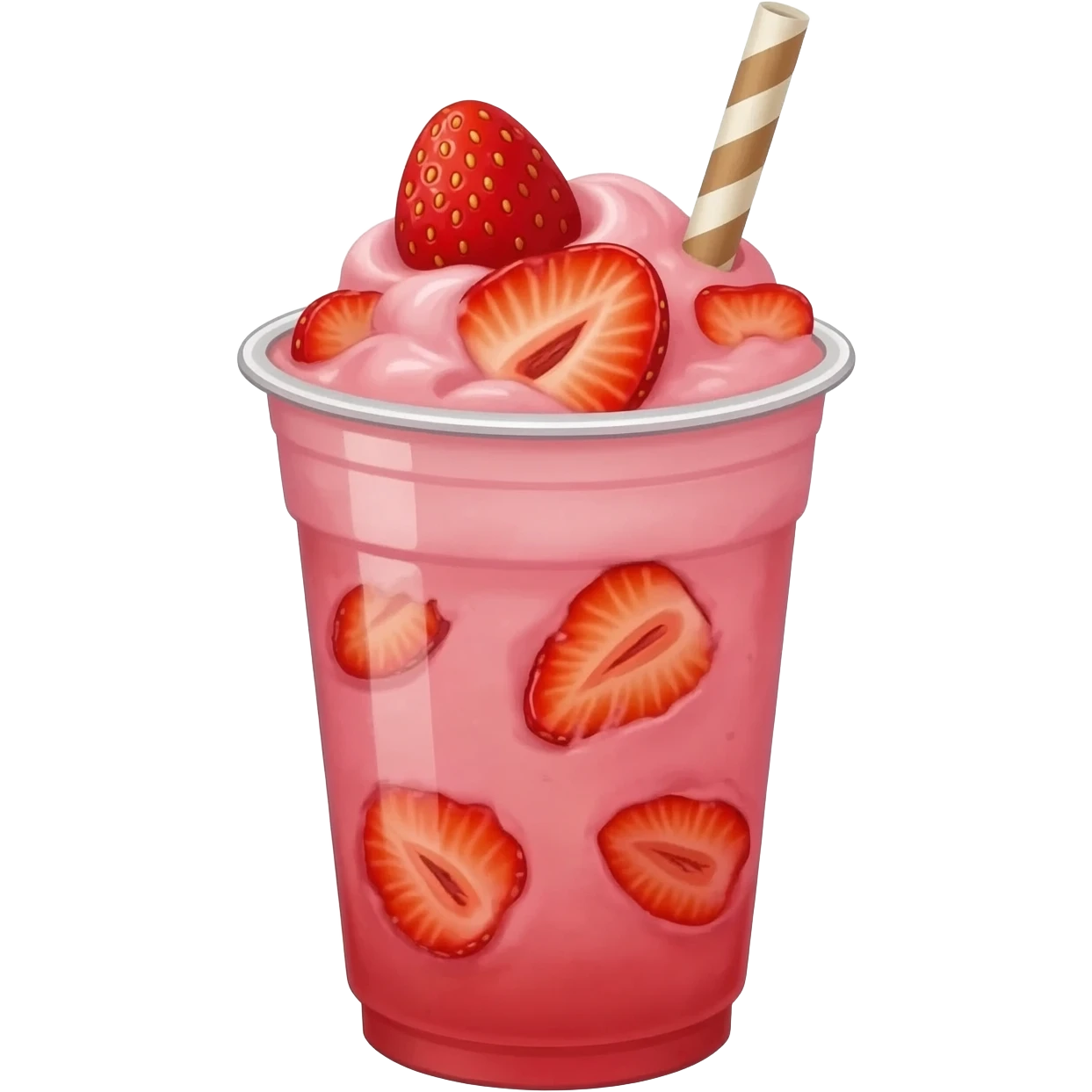 strawberry smoothie in plastic cup emoji
