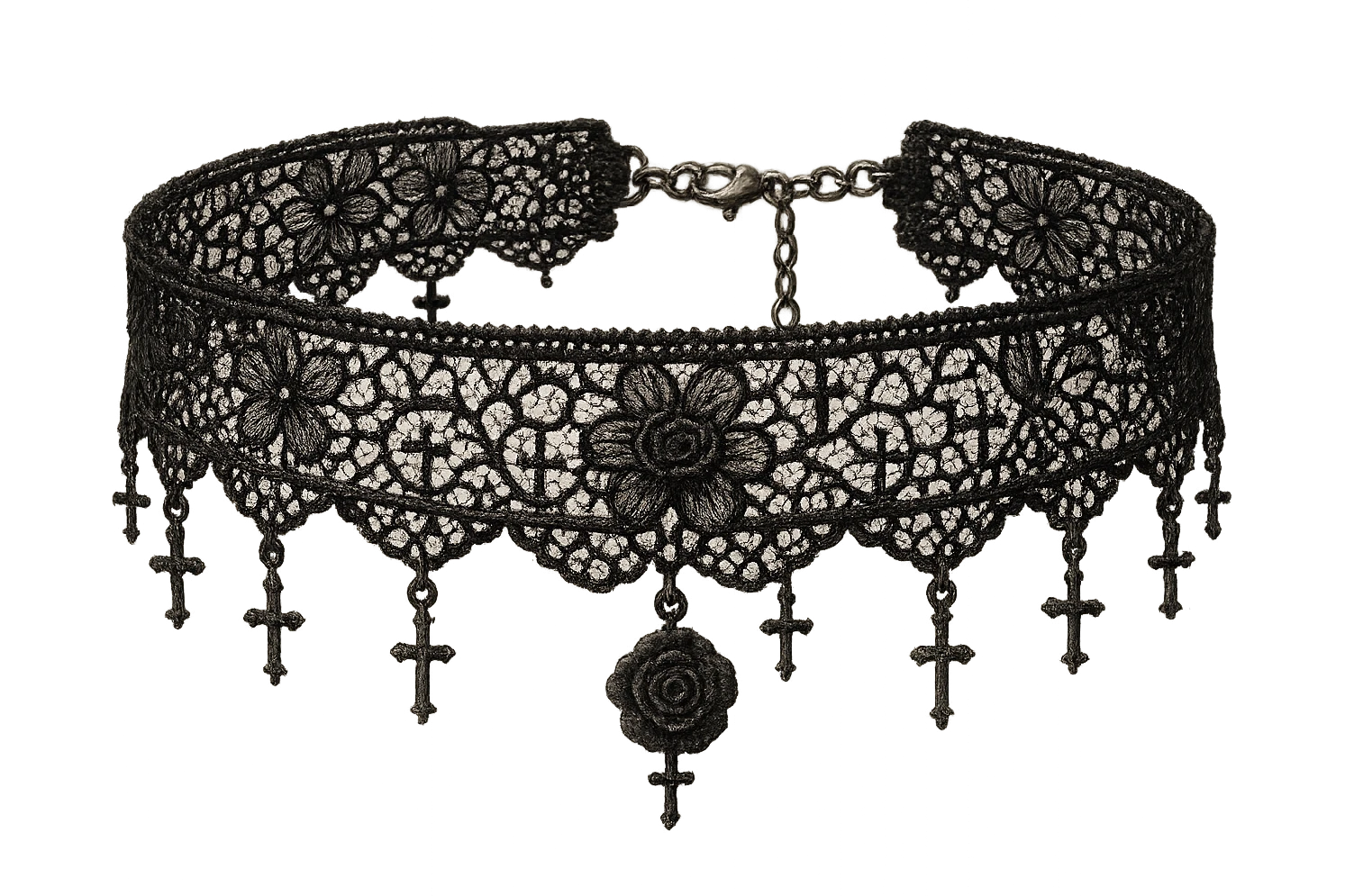 realistic goth black lace choker, highly detailed emoji