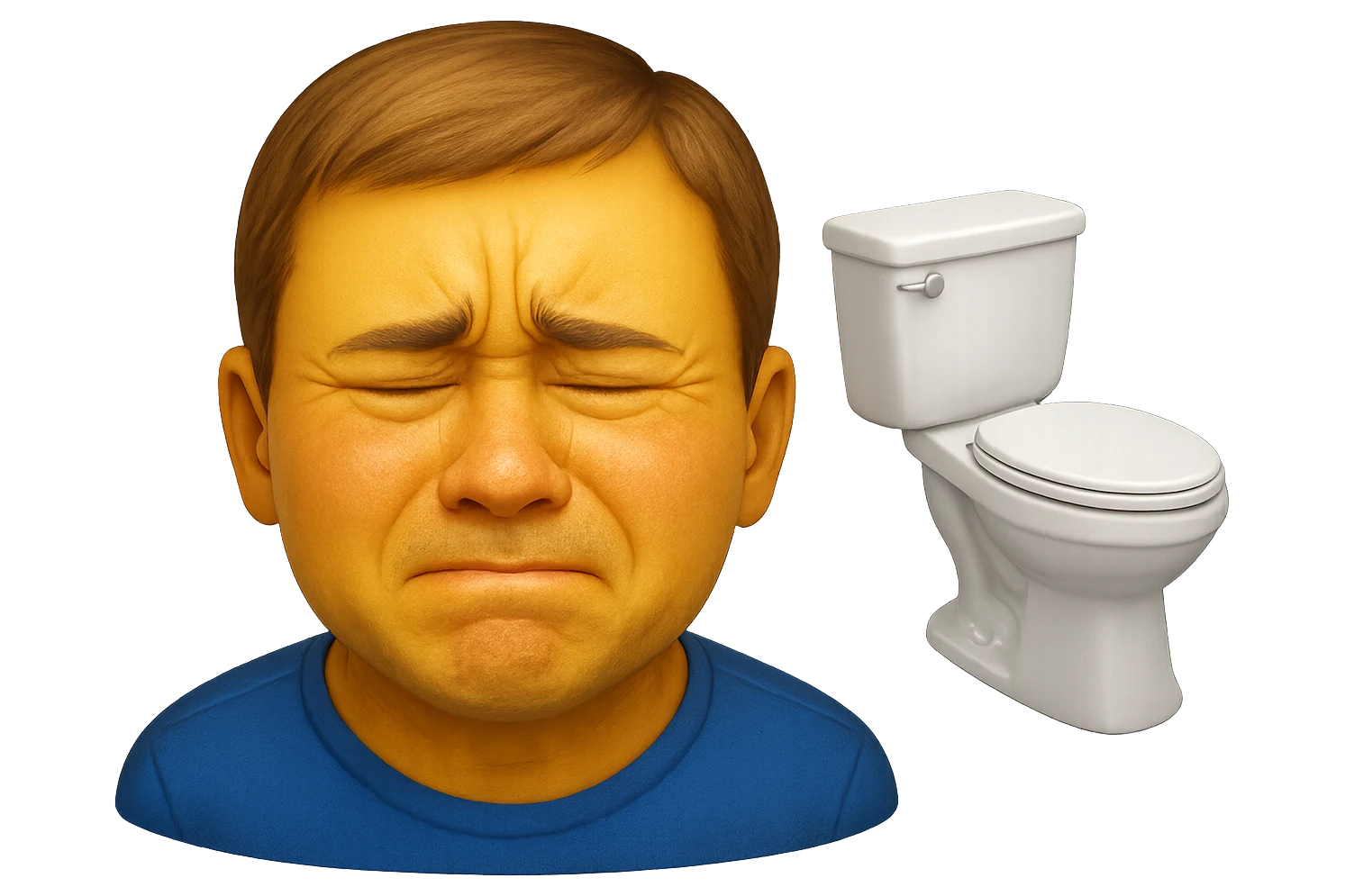 emoji stile iphone che riguarda l'argomento "stipsi/andrò al bagno oggi?", iperrealistico 4k emoji