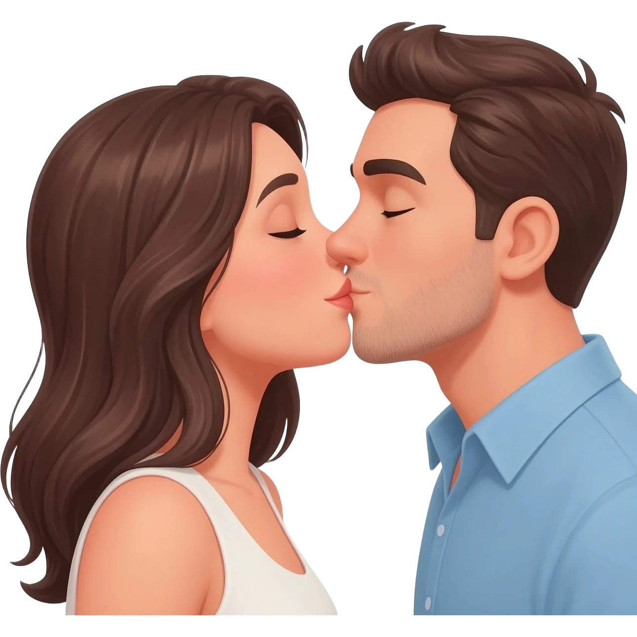 Woman kissing man emoji