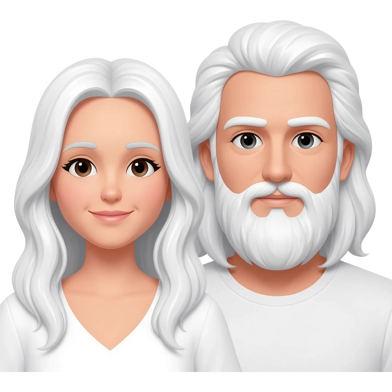 A white couple both with long hair and the man with a long beard emoji