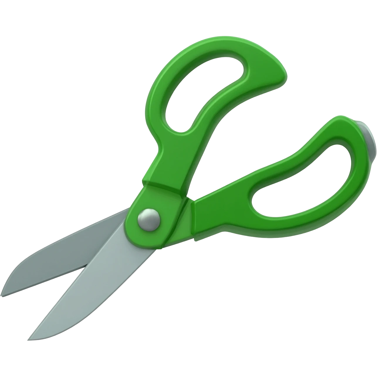 Full scissors with green handle, same green as movie trailer green preview card emoji