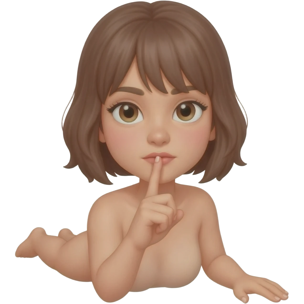 Naked girl laying back looking at viewer fingering her wet vagina full body emoji