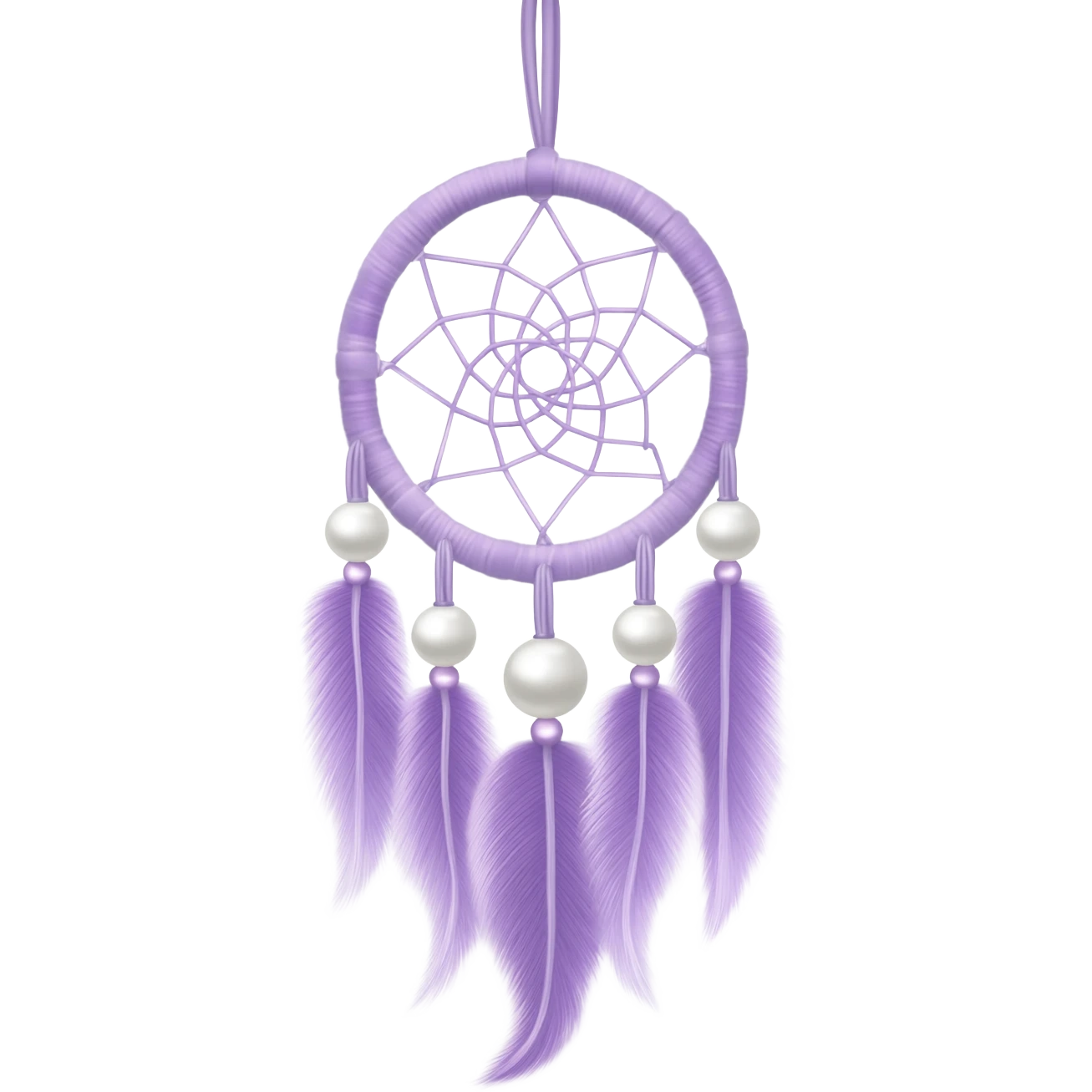 Pastel Violet lavender dreamcatcher, white bead pearls  emoji