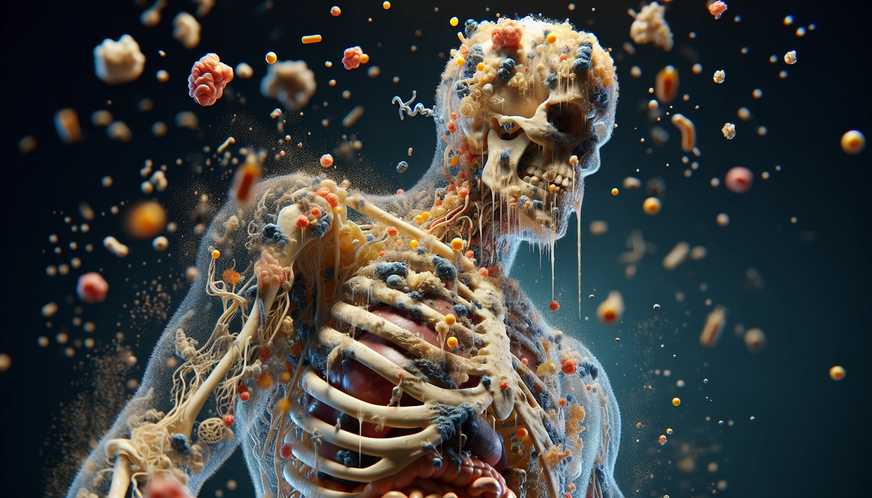 corpo umano anatomico che accumula tossine e malattie nel corpo , iperrealistico 4k emoji