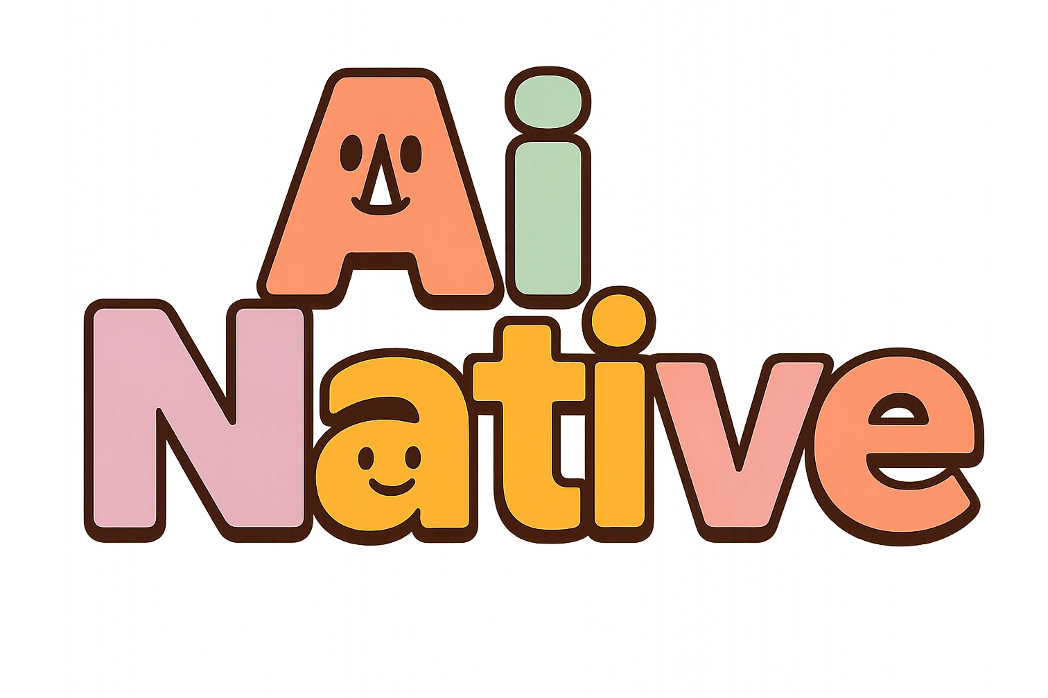 Slack-inspired wordmark: 'AI Native' only, playful yet professional, soft gradients, geometric sans-serif font, no icon, tech branding feel emoji