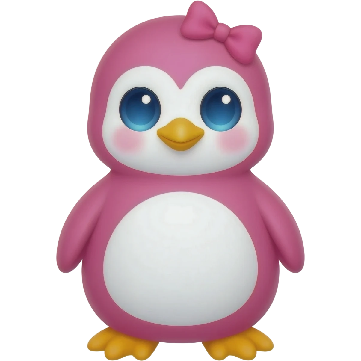Cute pink penguin with a small pink bow on its head emoji