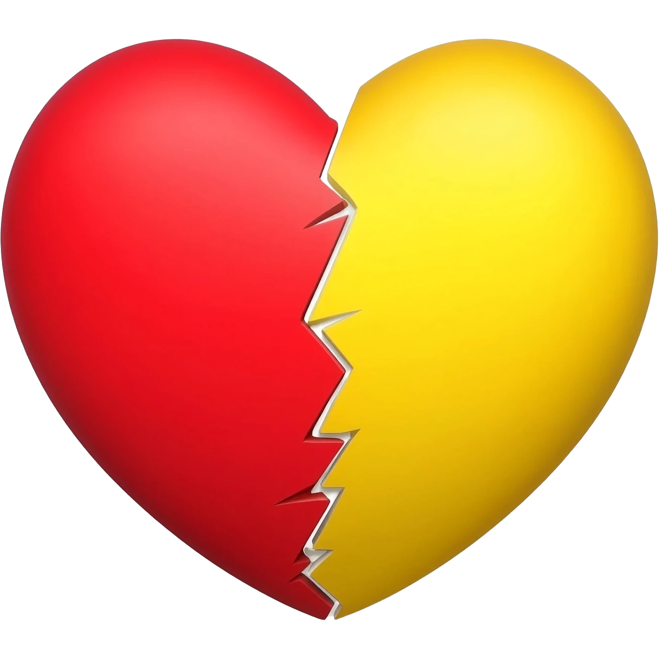 Half red heart, half yellow heart emoji