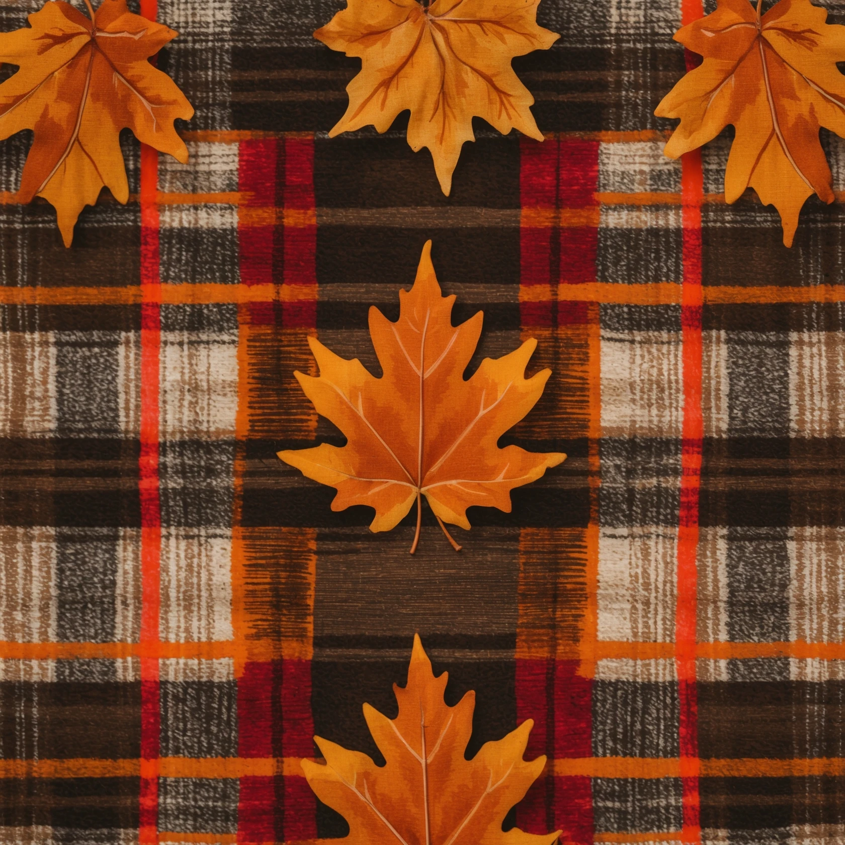 cozy autumn plaid pattern, flannel fabric texture, brown orange red, rustic fall background, soft textile look emoji