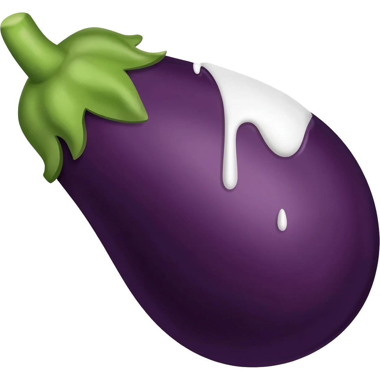 Eggplant dripping white stuff from the purple end emoji
