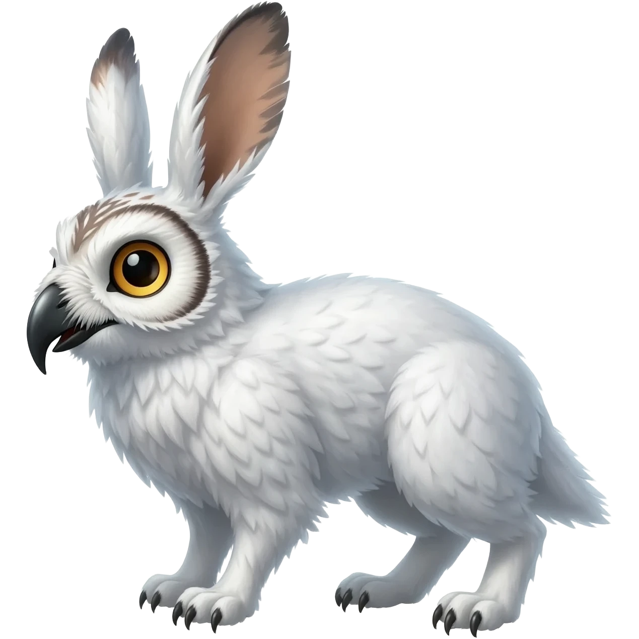 Snowshoe-Hare-Snowy-Owl-fusion-hybrid-animal-creature with a beak emoji