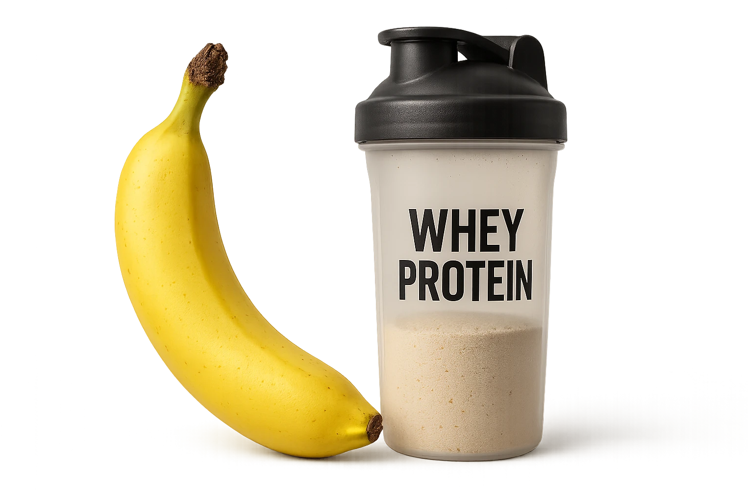 banana e shaker di whey protein
vista frontale, iperrealistico 4k emoji